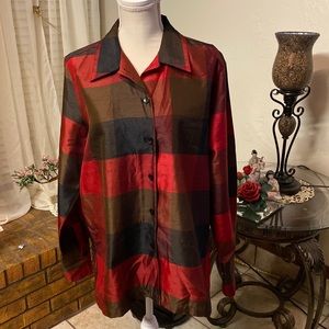 Sag Harbor Blouse Red/Brown Checkered